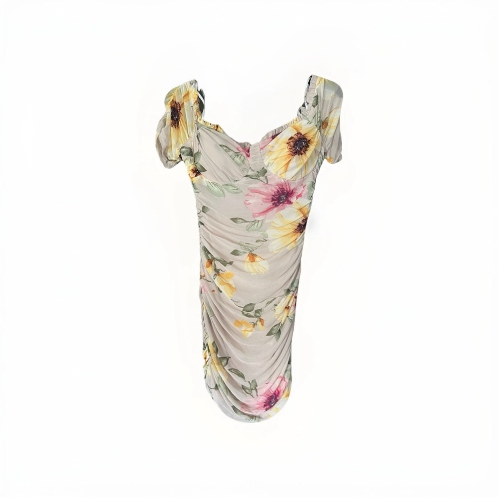 Lulu's Cream Off-Shoulder Dress